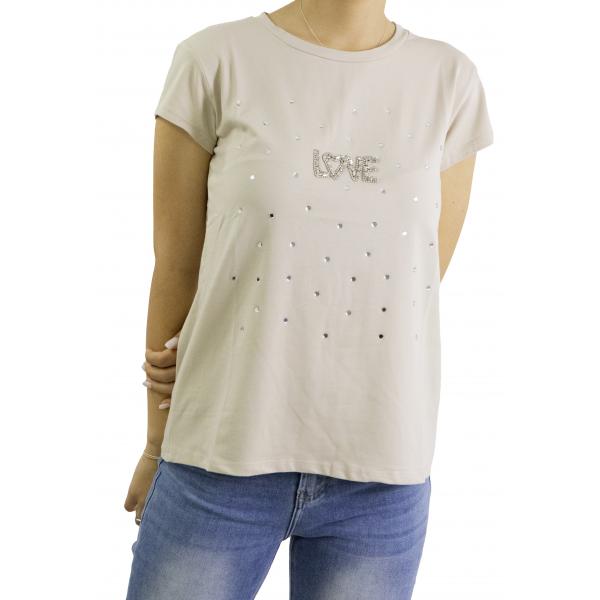 t shirt love con brillantini 